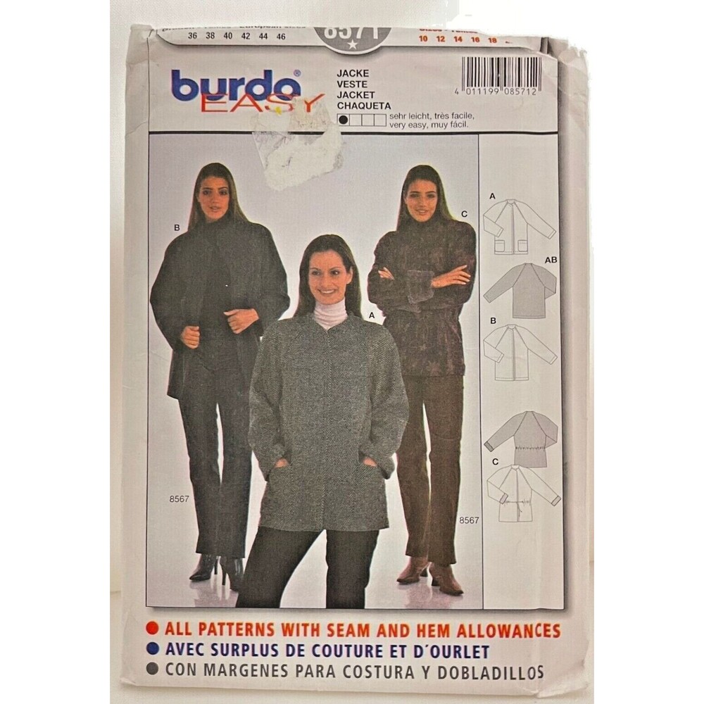 #8571 Burda Misses Jacket Sewing Pattern Size 10-20
